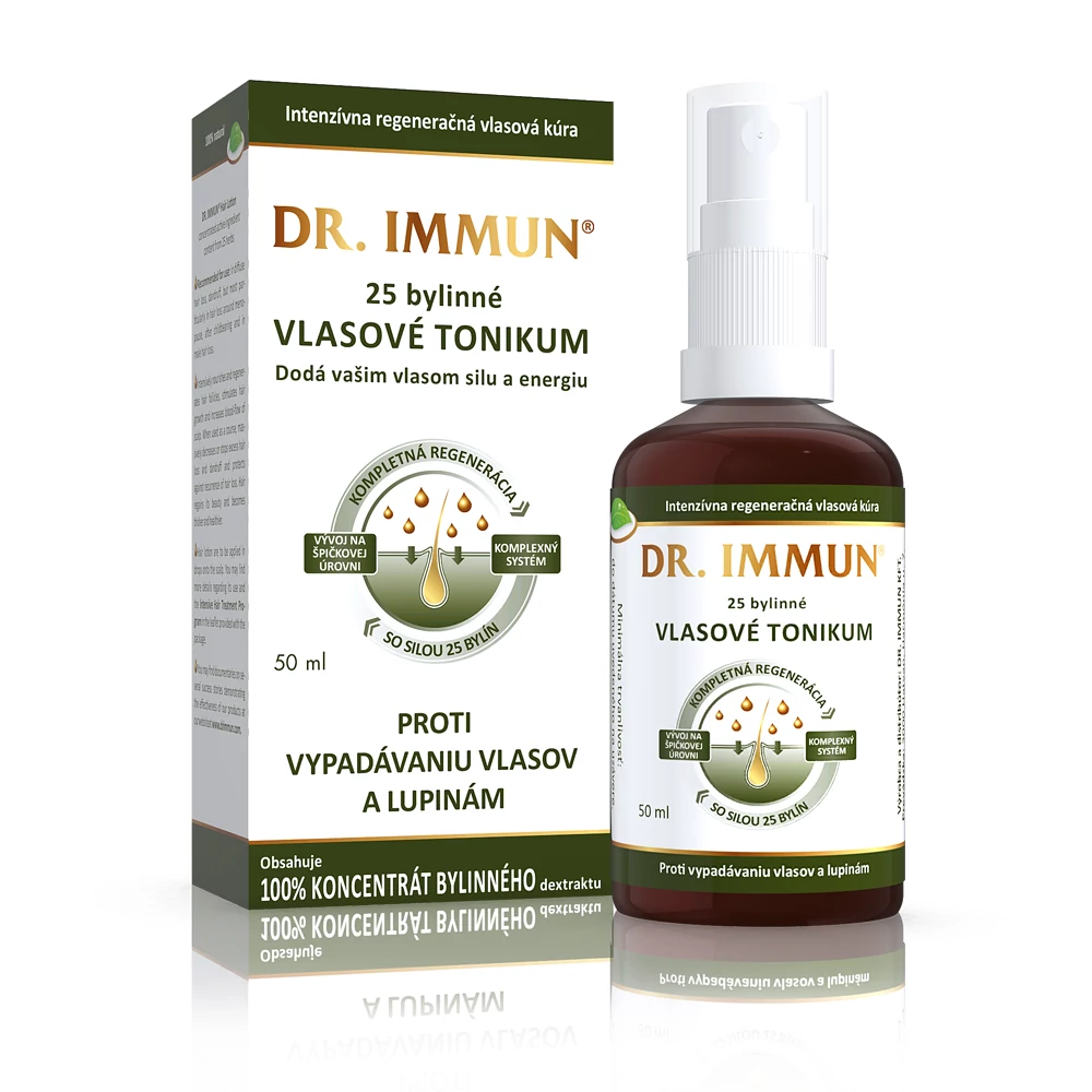 DR. IMMUN Vlasové tonikum z 25 bylín – Proti vypadávaniu vlasov